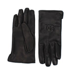 Dolce & Gabbana Men’s Black Lamb Leather Gloves with Embossed Logo