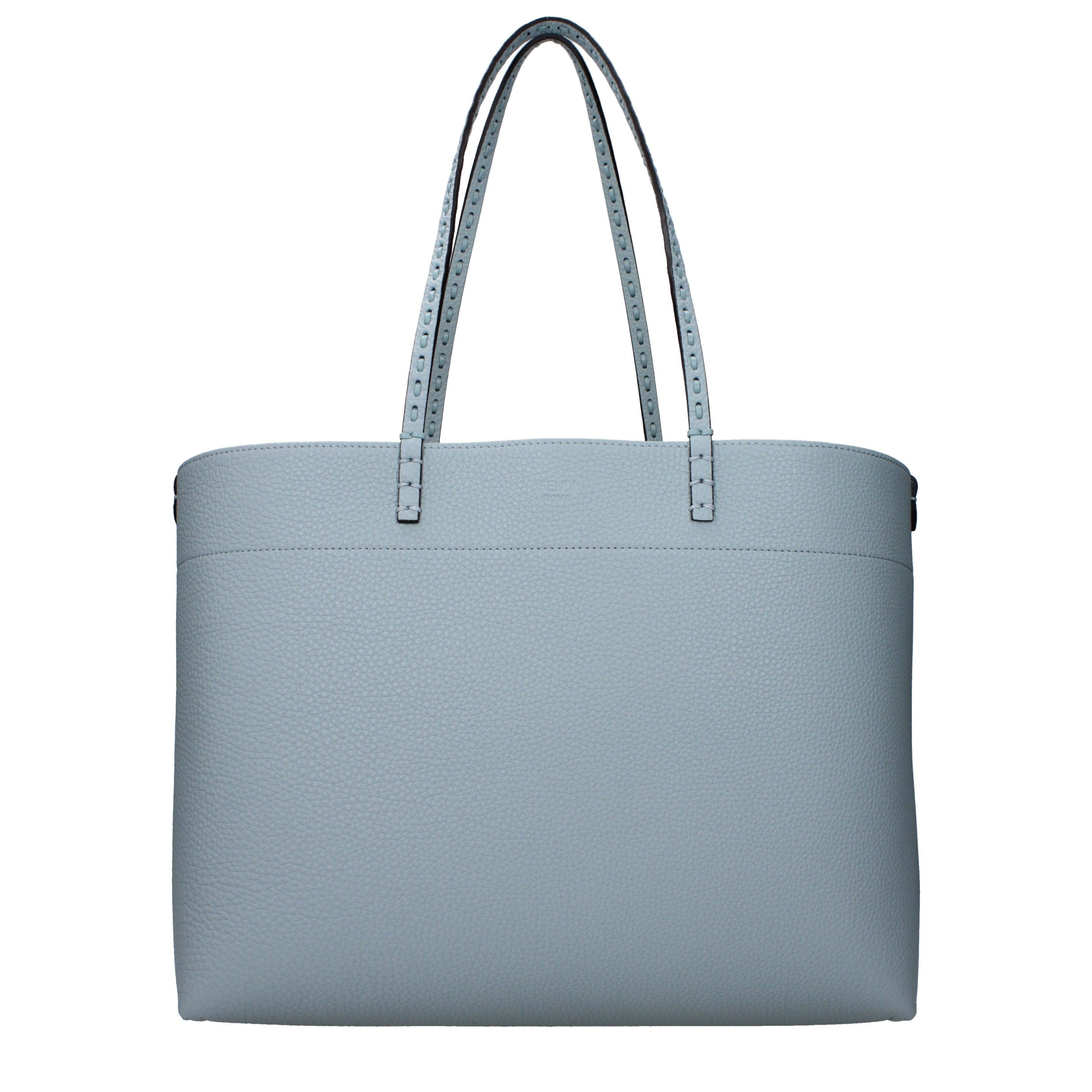 Fendi Medium Roll Light Blue Selleria shopper with 218 hand-sewn topstitches Main image