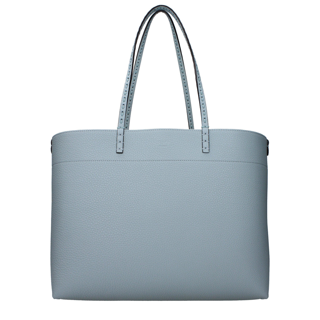 Fendi Medium Roll Light Blue Selleria shopper with 218 hand-sewn topstitches