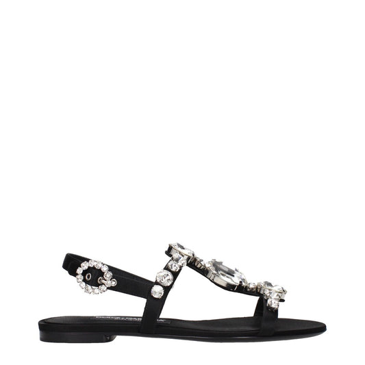 Dolce & Gabbana Black Open Toe Sandals with Silver Details