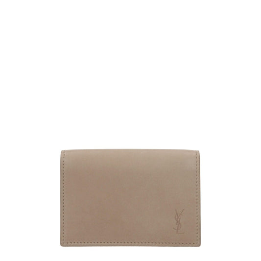 Saint Laurent Beige Leather Card Holder