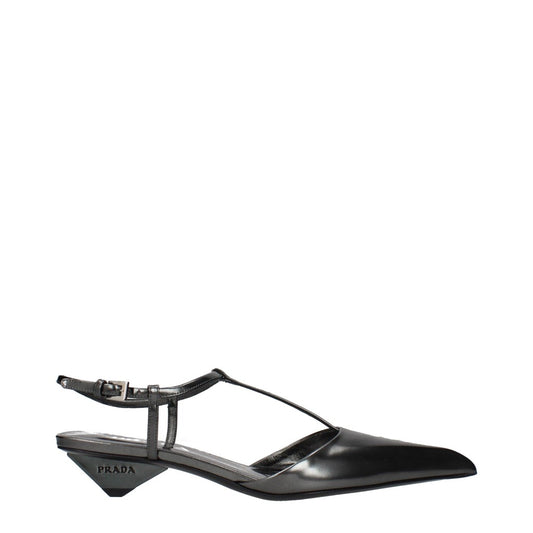 Prada Grey Anthracite Buckle Pointed Shoes