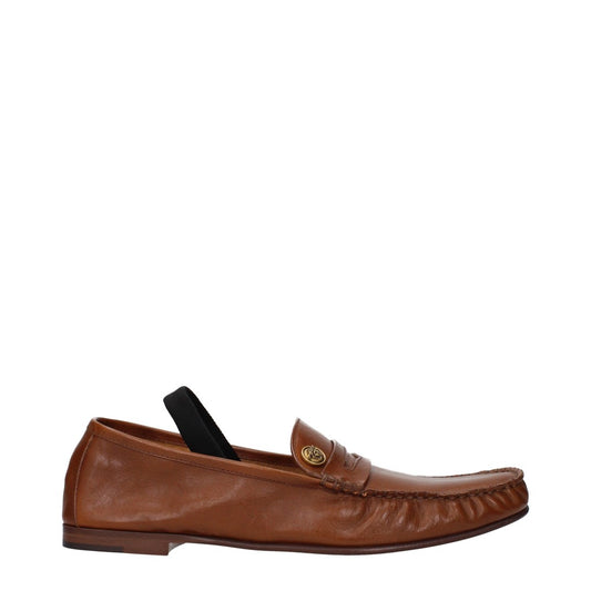 Versace Brown And Oak Leather Slip-On Shoes