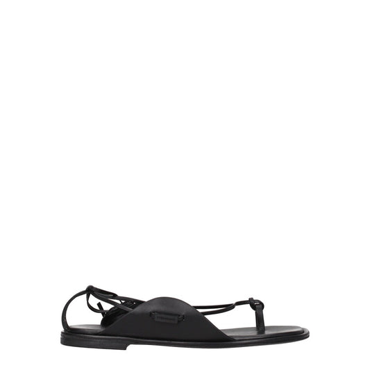 Salvatore Ferragamo Black Leather Open Toe Sandals