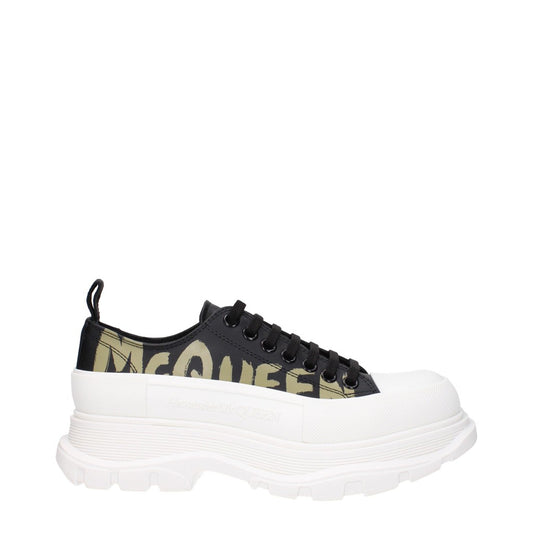 Alexander McQueen Black / Khaki Rubber Sole Sneakers