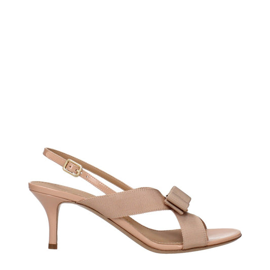 Salvatore Ferragamo Beige/Amaretto Textile and Patent Leather Sandal