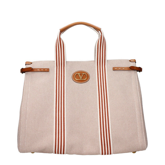 Valentino Garavani Beige Fabric and Leather Tote Bag