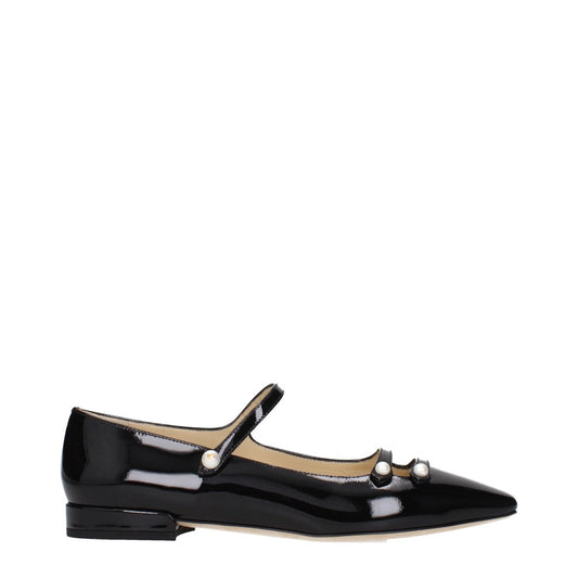 Jimmy Choo Anya Square Toe Leather Flats – Black