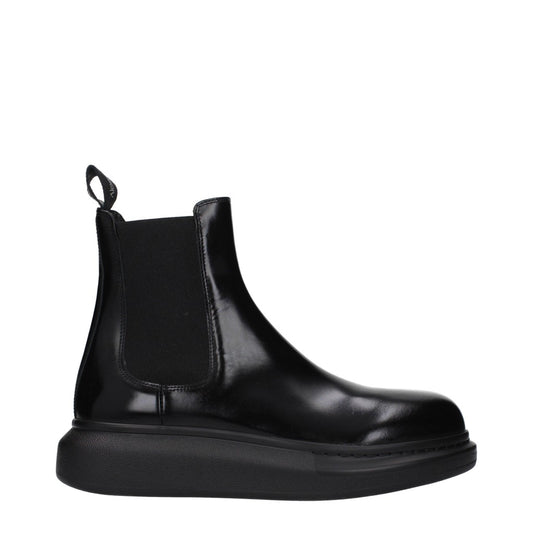 Alexander McQueen Black Leather Elastic Shoes