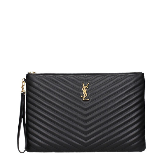 Saint Laurent Black Leather Clutch