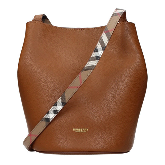 Burberry Leather and Textile Shoulder Bag – Brown / Gold