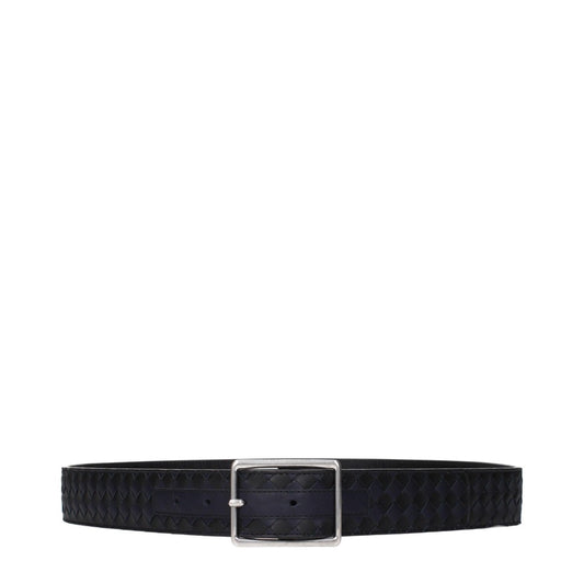 Bottega Veneta Nero and Blu Notte Belt