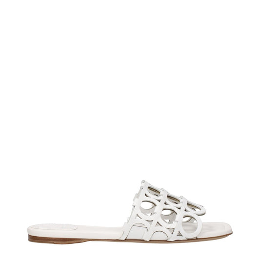Salvatore Ferragamo White Leather Open Toe Shoes