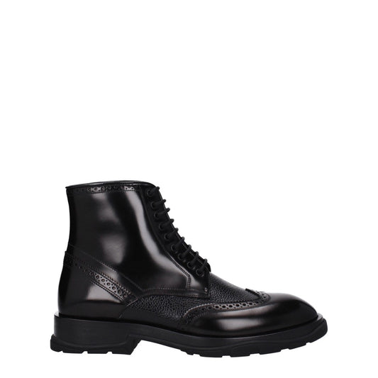 Alexander McQueen Black Leather Round Toe Shoes