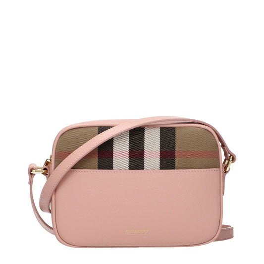 Burberry Powder Rose Leather and Fabric Shoulder Bag