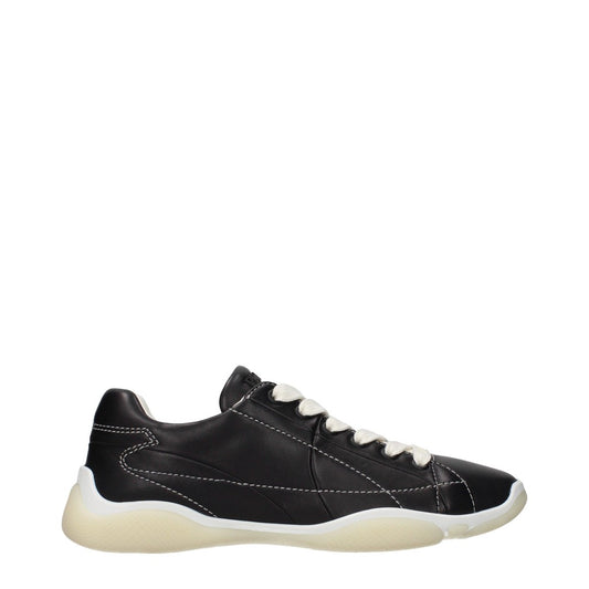 Prada Black Lace-Up Rubber Sole Sneakers