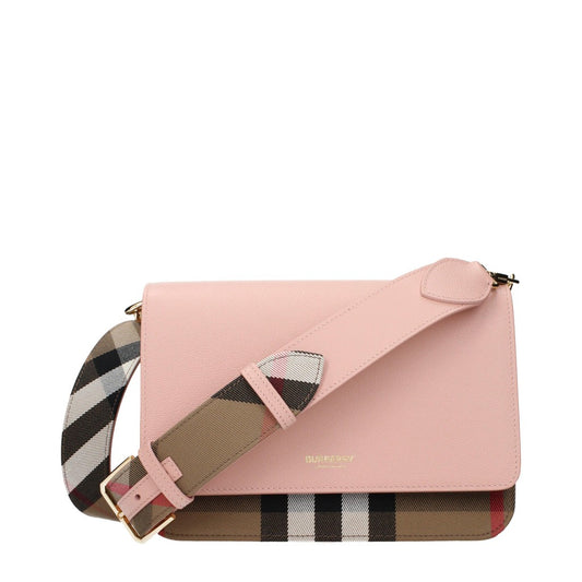 Burberry Rosa Leather and Fabric Shoulder Bag