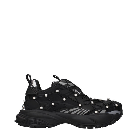 Versace Nero Fabric and Leather Sneakers