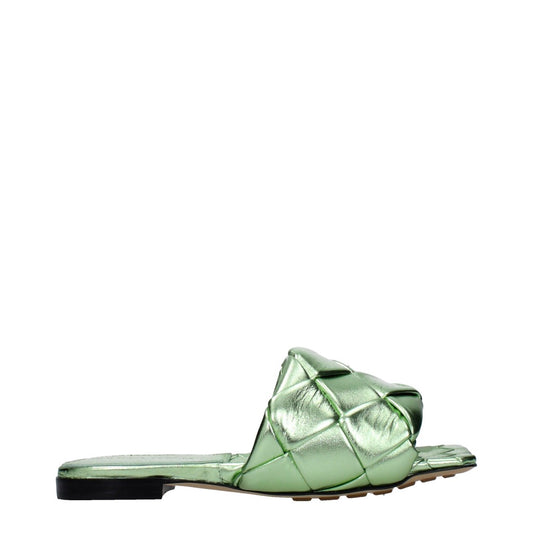 Bottega Veneta Green Leather Open Toe Sandals