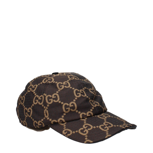 Gucci Grey Fabric and Leather Hat