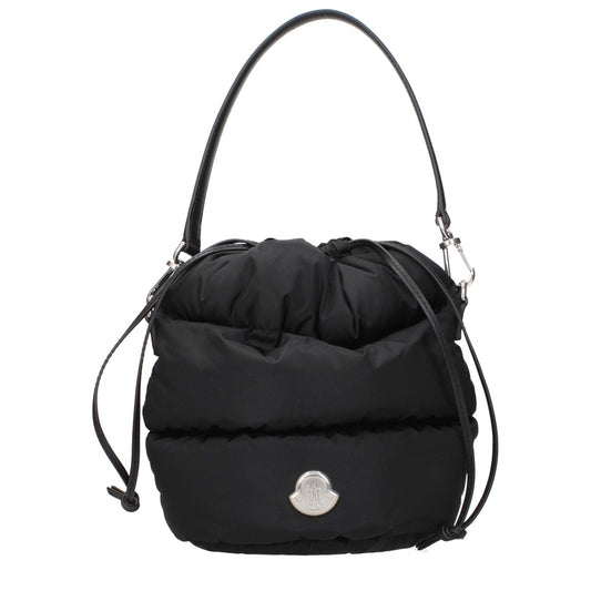 Moncler Nero Nylon and Leather Drawstring Bag