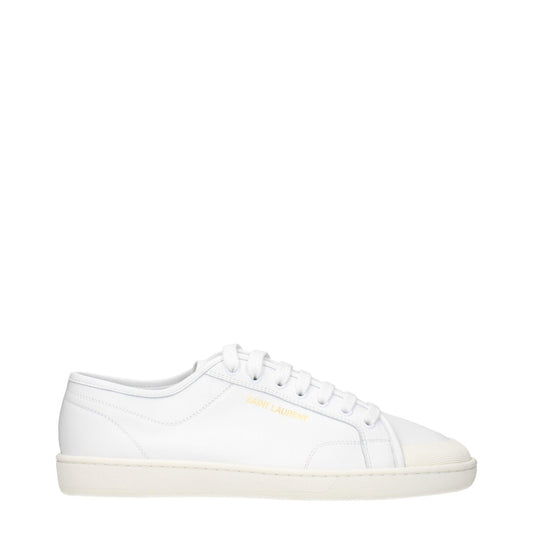 Saint Laurent Lace-Up Sneakers – White / Gold Details