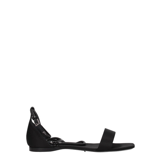 Max Mara Black Satin Open Toe Sandals
