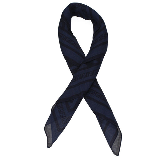Fendi Blue Virgin Wool and Silk Foulard