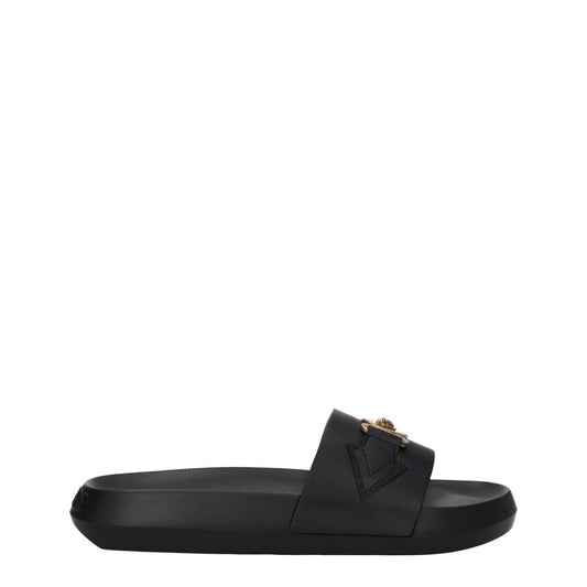 Versace Black and Gold Leather Sandals