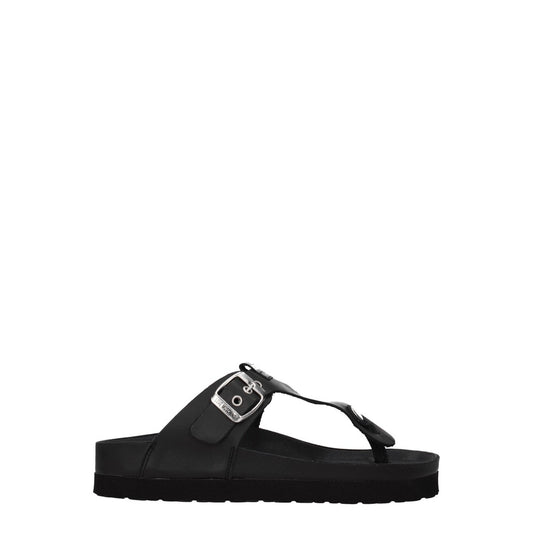 Love Moschino Black Leather Open Toe Sandals