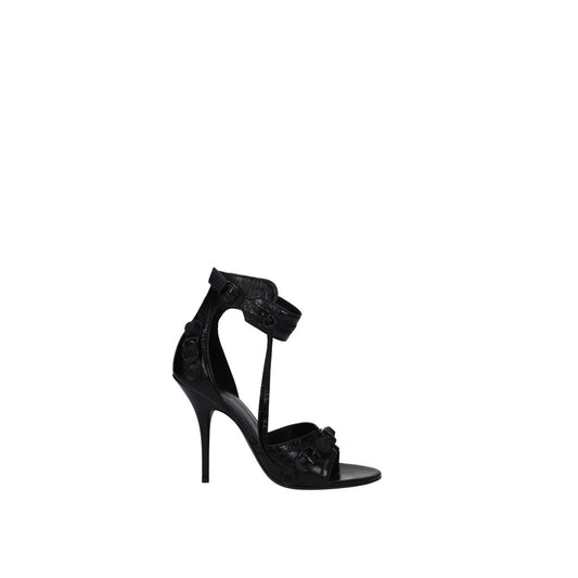 Balenciaga Black Leather Open Toe Sandals