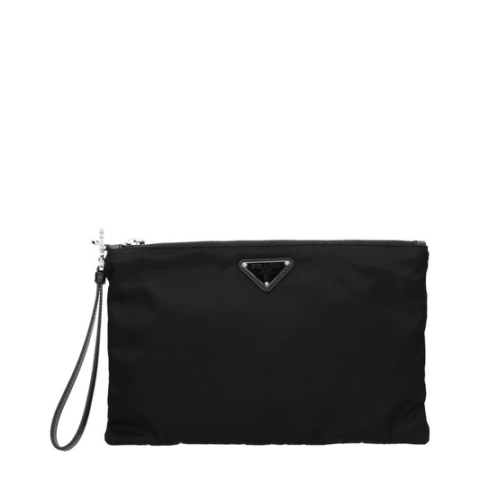 PRADA Tessuto and Leather Pouch – Black