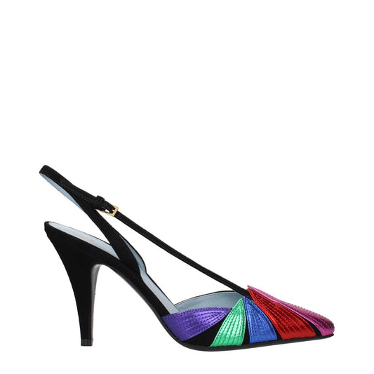Valentino Garavani Suede & Leather Heels – Black / Multicolor