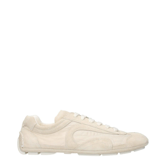 Prada Beige and Ivory Fabric and Suede Sneakers