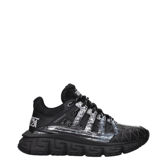 Versace Nero and Argento Lace-Up Sneakers