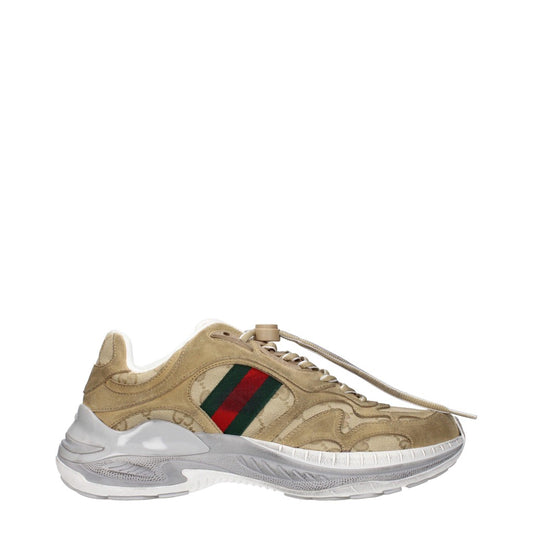 Gucci Brown Suede and Fabric Sneakers