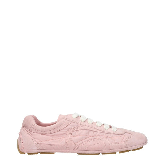 Prada Rosa and Pesca Fabric and Leather Sneakers