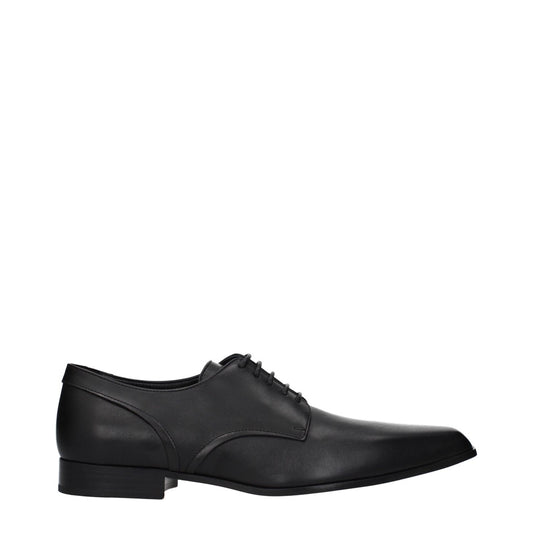 Alexander McQueen Black Leather Lace-Up Shoes