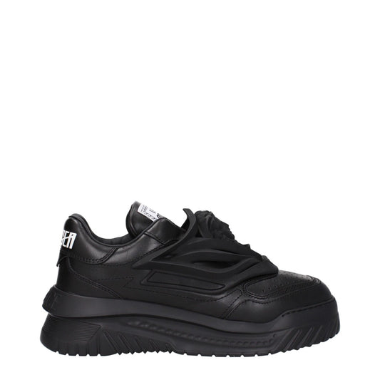 Versace Leather Sporty Glam Sneakers – Nero