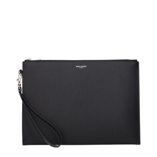 Saint Laurent Black Leather Zip Bag