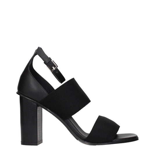 Max Mara Nero Fabric and Leather Open Toe Sandals