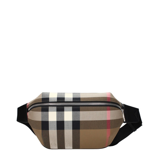 Burberry Beige and Black Fabric and Leather Shoulder Bag