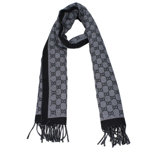 Gucci Grey and Black Wool Scarf