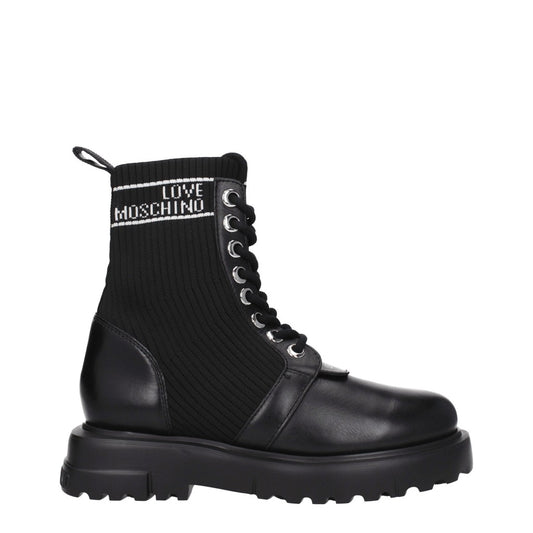 Love Moschino Black Leather & Fabric Shoes