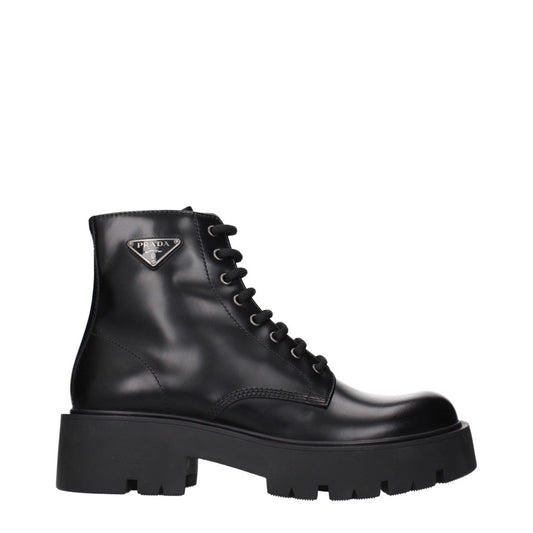 PRADA Black Lace-Up Shoes with Rubber Sole