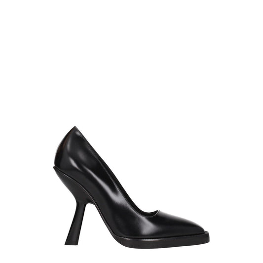 Salvatore Ferragamo Black Leather Square Toe Pumps