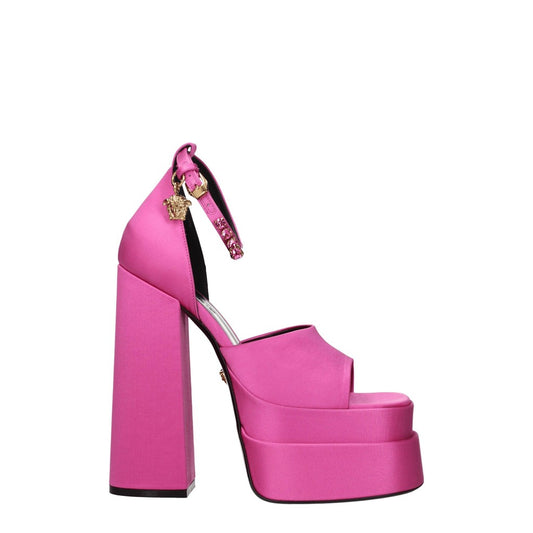 Versace Fuchsia Satin Open Toe Sandals