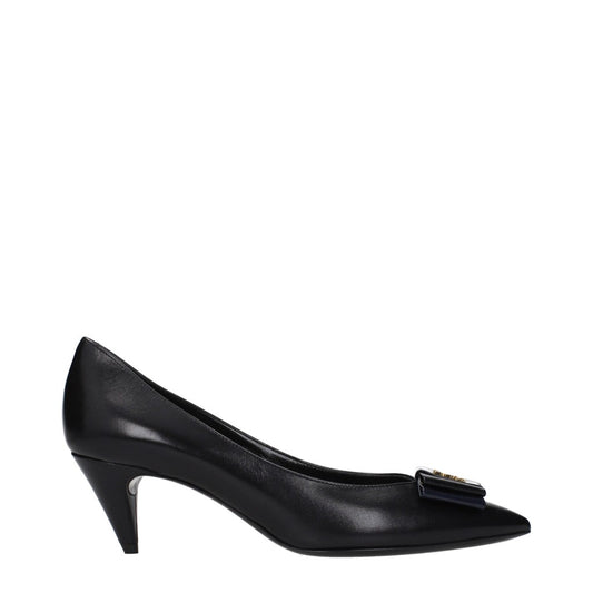 Saint Laurent Black Leather Pointed Toe Pumps