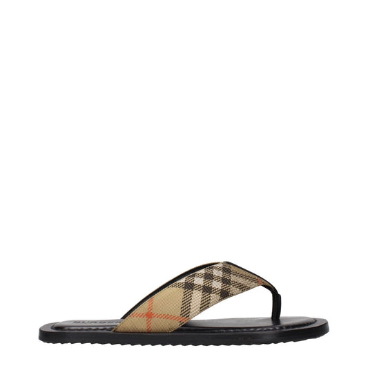 Burberry Open Toe Sandals – Beige / Nero Tessuto and Leather