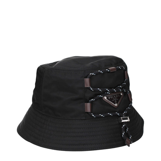 Prada Recycled Nylon and Leather Hat – Nero